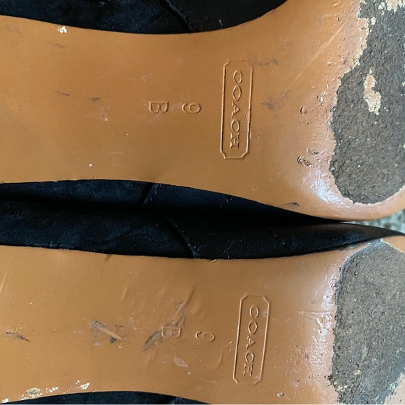 Coach high heeled boots, leather and suede, size 9. Black with signature C’s. - Picture 6 of 8